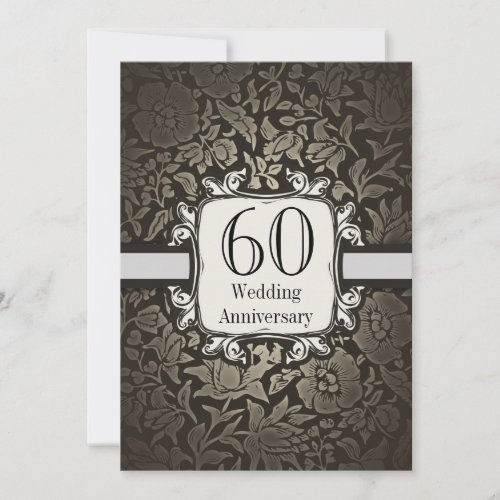 60th wedding anniversary damask vintage invitation
