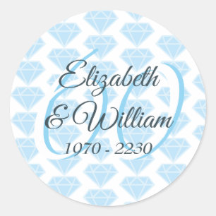 60th Wedding Anniversary Diamond Celebration Classic Round Sticker
