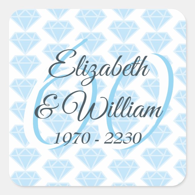 60th Wedding Anniversary Diamond Celebration Square Sticker (Front)