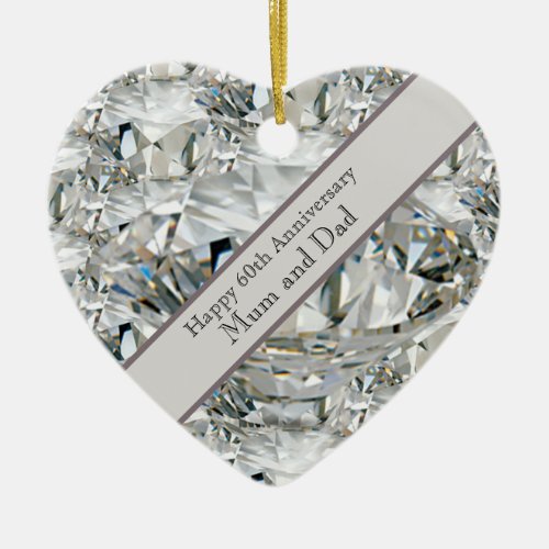 60th Wedding Anniversary Diamond Ceramic Ornament