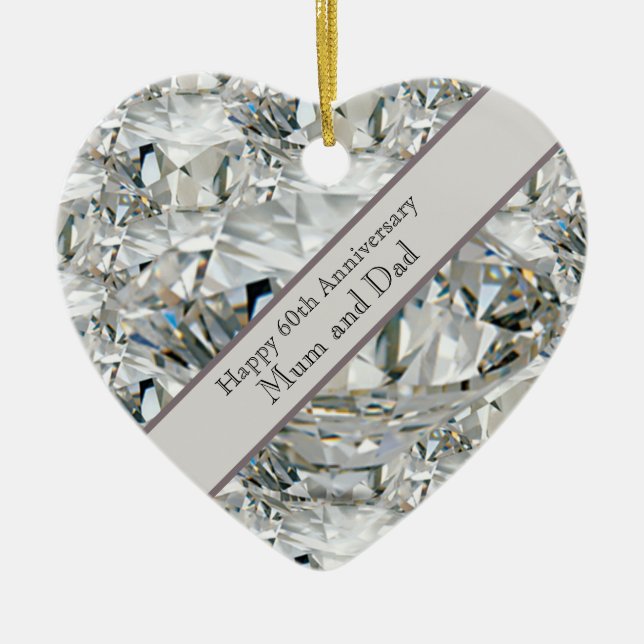 60th Wedding Anniversary Diamond Ceramic Ornament (Front)