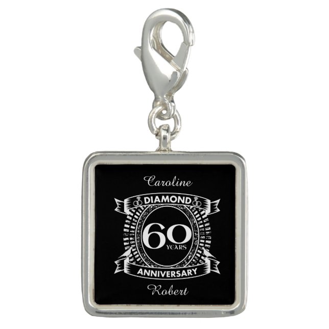 60th wedding anniversary diamond crest charm (Front)