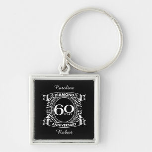 60th wedding anniversary diamond crest keychain
