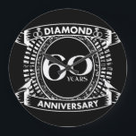 60th wedding anniversary diamond crest large clock<br><div class="desc">A romantic design to celebrate your 60th year of marriage. If you would like any help customizing this design please contact me, their is an ask this designer button, just below this text. This sixtieth, 60 years wedding anniversary crest has the text diamond as that is the traditional gift for...</div>