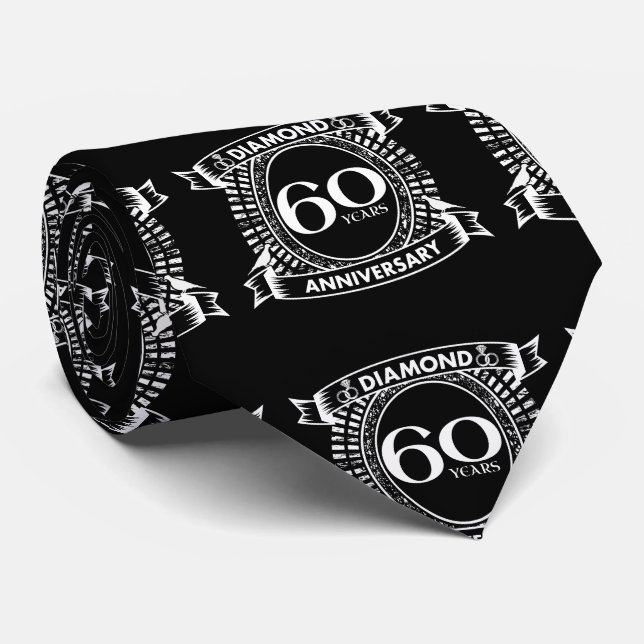 60th wedding anniversary diamond crest neck tie (Rolled)
