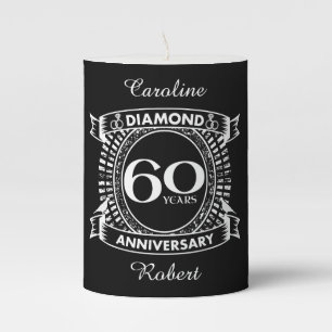60th wedding anniversary diamond crest pillar candle
