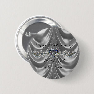 60th Wedding Anniversary Diamond Heart Button