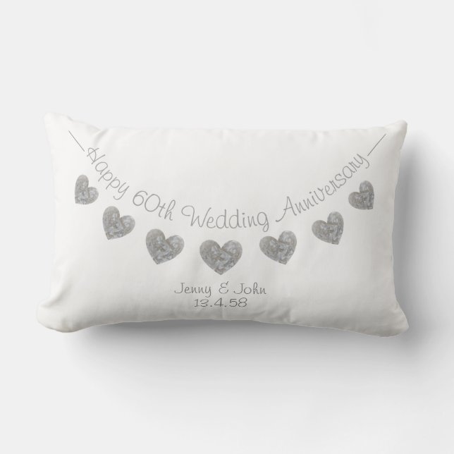 60th Wedding Anniversary diamond heart cushion (Front)