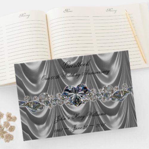 60th Wedding Anniversary Diamond Heart Guest Book