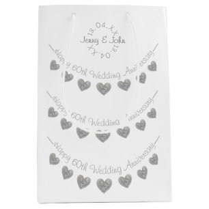 60th Wedding Anniversary diamond heart Medium Gift Bag