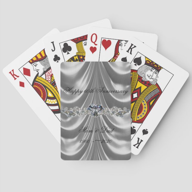 60th Wedding Anniversary Diamond Heart Poker Cards (Back)