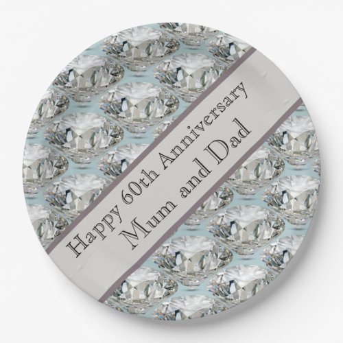 60th Wedding Anniversary Diamond   Paper Plates