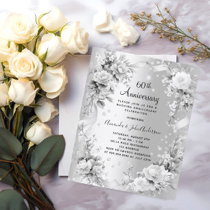 60th wedding anniversary diamond silver invitation