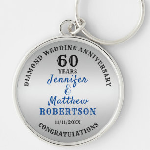 60th WEDDING ANNIVERSARY Diamond Wedding Editable Keychain