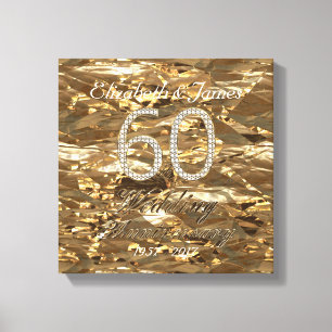 60th Wedding Anniversary Diamond Wedding Gold Look Canvas Print
