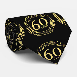 60th Wedding ANNIVERSARY diamond yellow Neck Tie