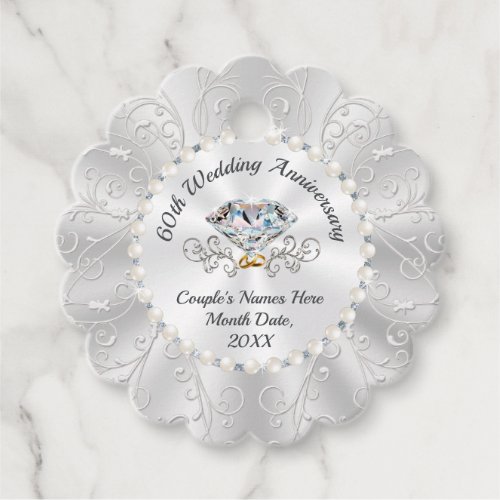 60th Wedding Anniversary Favors Diamond Favor Tags