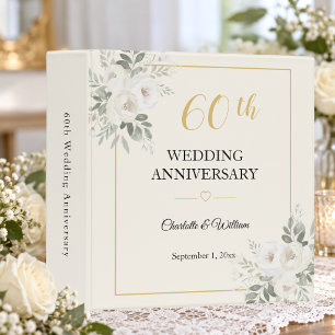 60th wedding anniversary floral greenery 3 ring binder