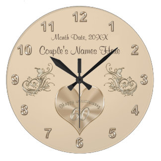 60th Wedding Anniversary Gift Couple's NAMES, DATE Large Clock