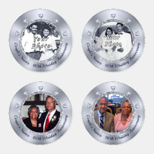 60th Wedding Anniversary Gifts for Grandparents, Coaster Set
