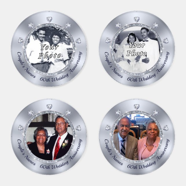 60th Wedding Anniversary Gifts for Grandparents,  Coaster Set (Set)