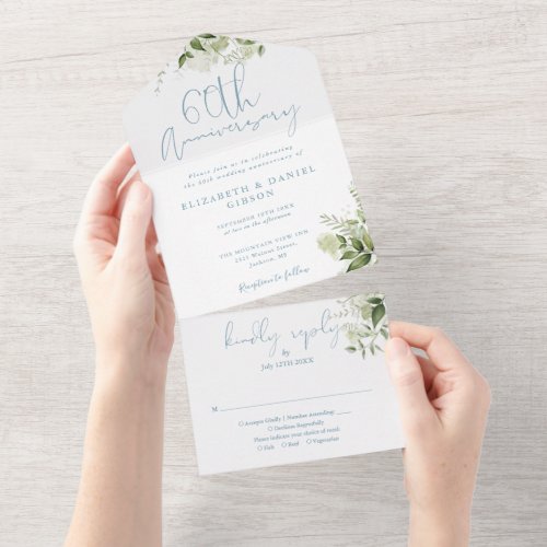 60th Wedding Anniversary Greenery Floral