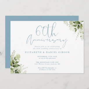 60th Wedding Anniversary Greenery Floral Invitation