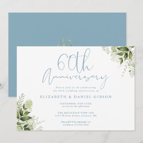 60th Wedding Anniversary Greenery Floral