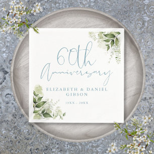60th Wedding Anniversary Greenery Floral Napkins