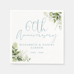 60th Wedding Anniversary Greenery Floral Napkins