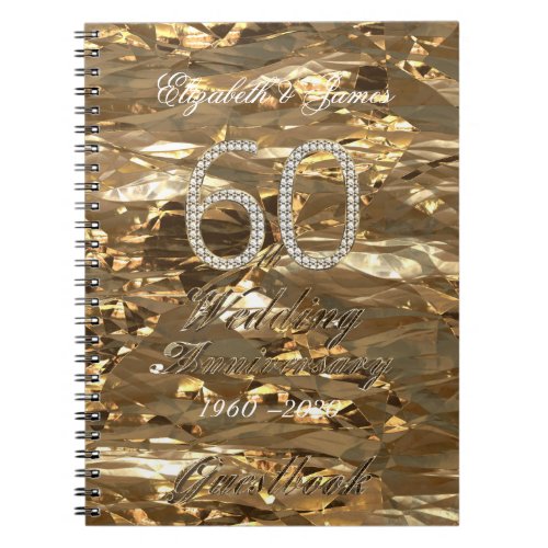 60th Wedding Anniversary Guest Book Gold Diamonds