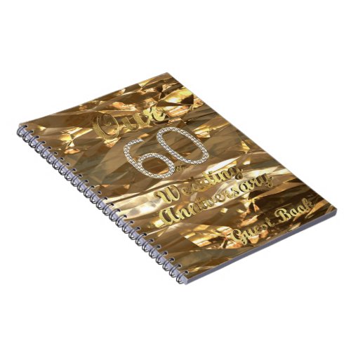 60th Wedding Anniversary Guest Book Gold Elegant