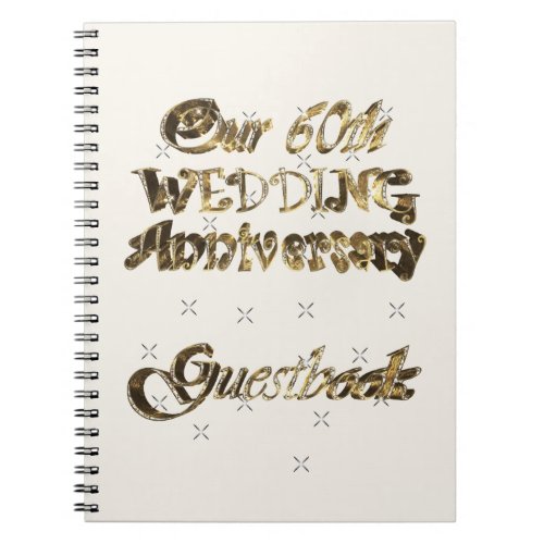 60th Wedding Anniversary Guest Book Gold White