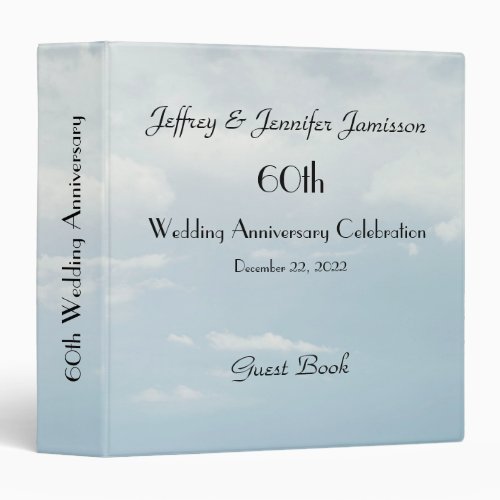 60th Wedding Anniversary Guest Book Pale Sky Binder