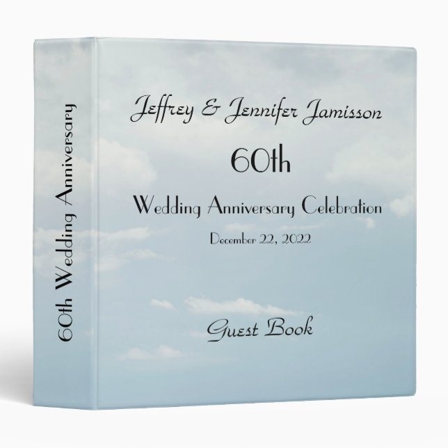60th Wedding Anniversary Guest Book, Pale Sky Binder (Front/Spine)