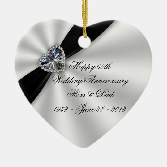 60th Wedding  Anniversary  Heart  Ornament Zazzle