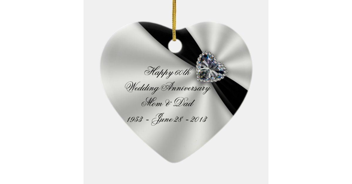 60th Wedding Anniversary Heart Ornament | Zazzle