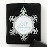 60th Wedding Anniversary Hearts Confetti Snowflake Pewter Christmas Ornament<br><div class="desc">Featuring delicate hearts confetti. Personalize with your special sixty years diamond anniversary information in chic lettering. Designed by Thisisnotme©</div>