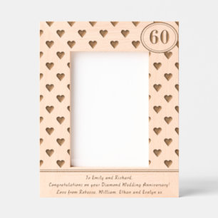 60th Wedding Anniversary Hearts Personalized Engraved Frames