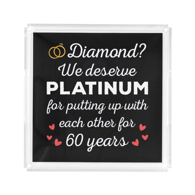 60th Wedding Anniversary I - Diamond Funny Couple Acrylic Tray (Front)