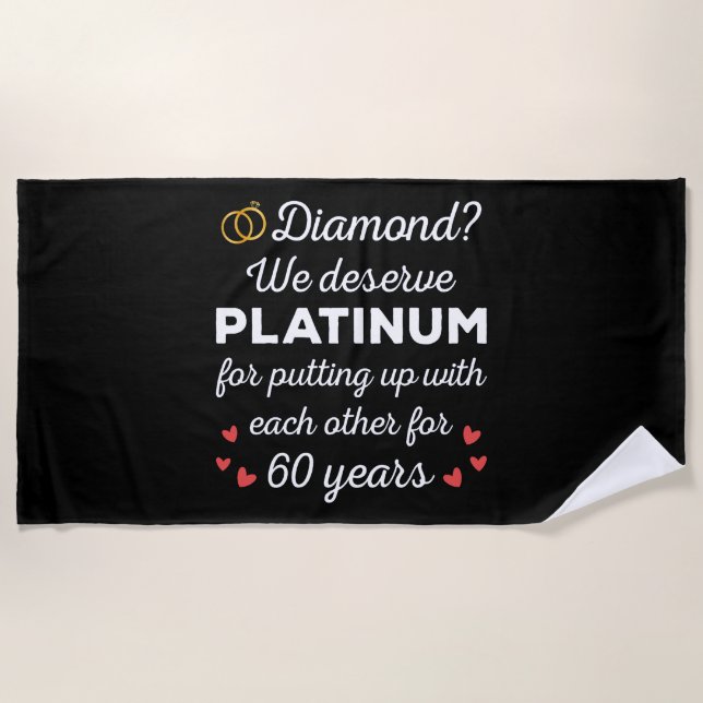 60th Wedding Anniversary I - Diamond Funny Couple Beach Towel (Front)