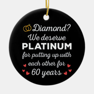 60th Wedding Anniversary I - Diamond Funny Couple Ceramic Ornament