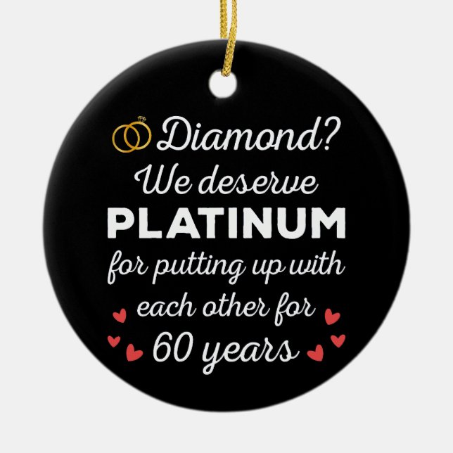60th Wedding Anniversary I - Diamond Funny Couple Ceramic Ornament (Front)
