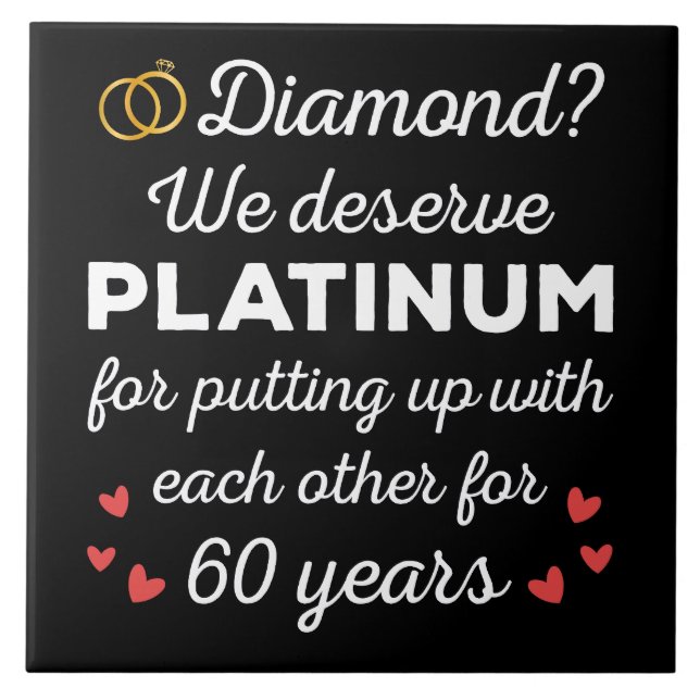 60th Wedding Anniversary I - Diamond Funny Couple Ceramic Tile (Front)