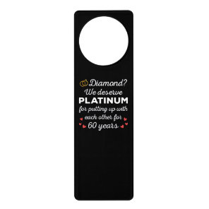 60th Wedding Anniversary I - Diamond Funny Couple Door Hanger