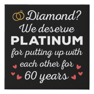 60th Wedding Anniversary I - Diamond Funny Couple Faux Canvas Print