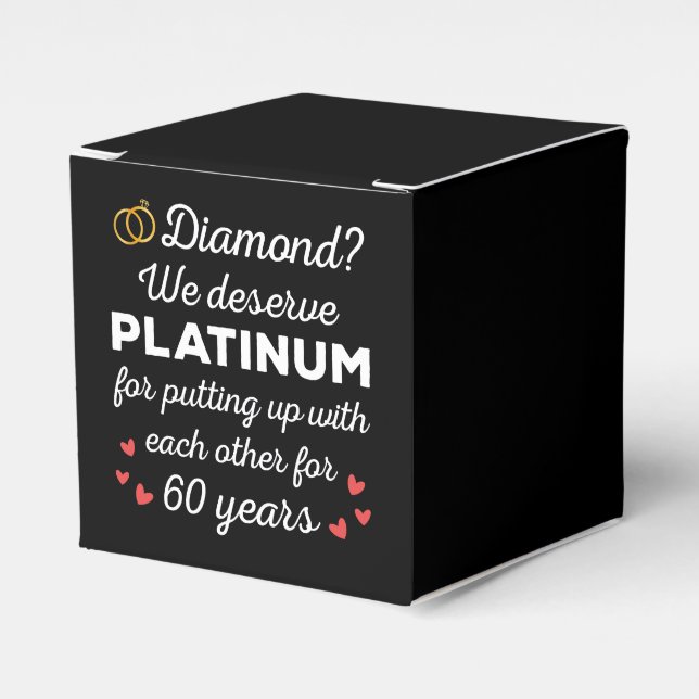60th Wedding Anniversary I - Diamond Funny Couple Favor Boxes (Front Side)