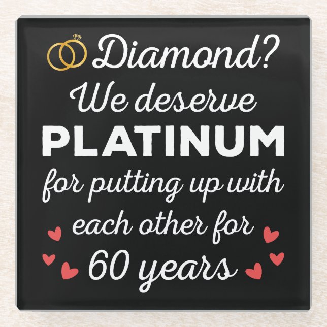 60th Wedding Anniversary I - Diamond Funny Couple Glass Coaster (Front)