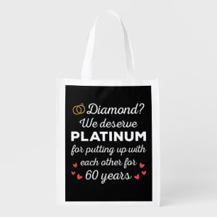 60th Wedding Anniversary I - Diamond Funny Couple Grocery Bag