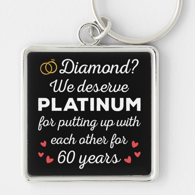 60th Wedding Anniversary I - Diamond Funny Couple Keychain (Front)